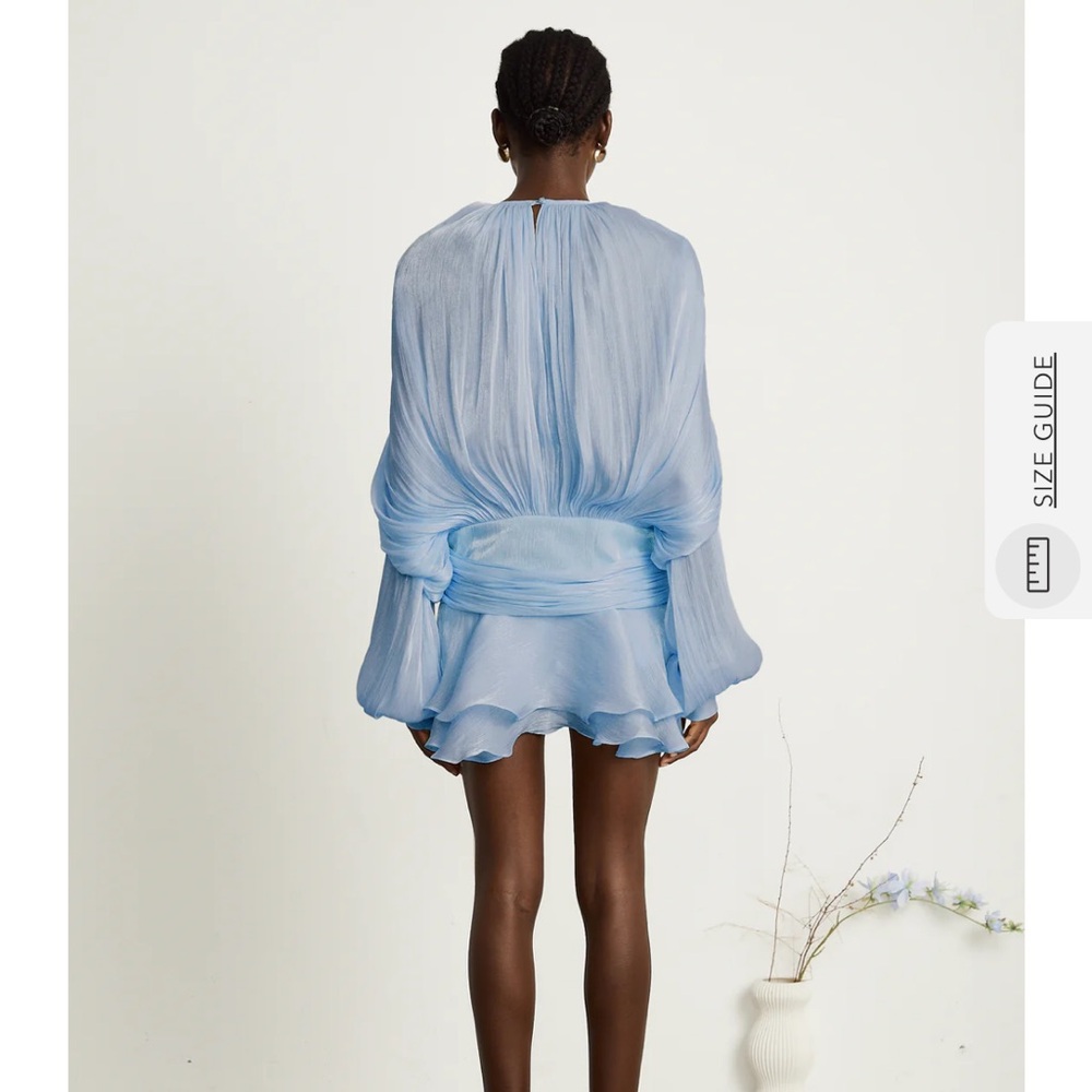 Miss Rosier Eugenie Blue Fully Pleated Ruffled Mini Dress - Picture 2 of 3